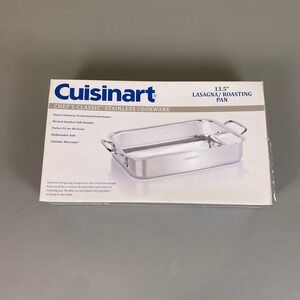 Cuisinart Lasagna Roasting Pan 13.5" Chef's Classic Stainless Steel Cookware NEW